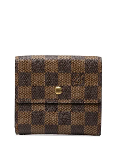 Pre-owned Louis Vuitton 2002 Damier Ebene Portefeuille Elise Wallet Small Wallets In Brown