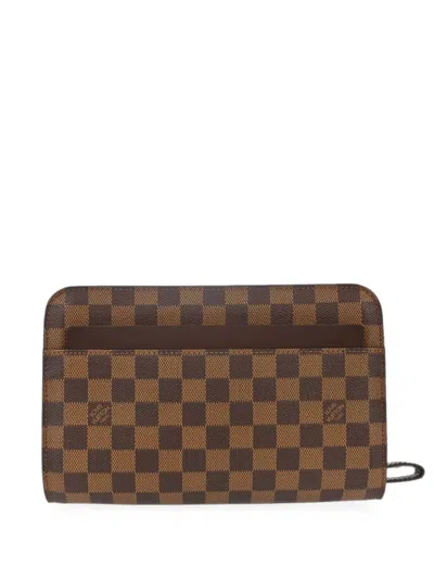 Pre-owned Louis Vuitton 2002 Damier Ebène Saint Louis Clutch Bag In Brown