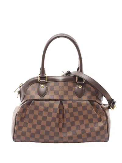Pre-owned Louis Vuitton 2002 Damier Ebene Trevi Pm Satchel In Brown