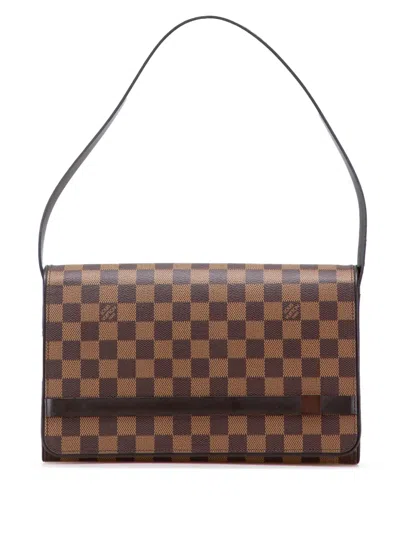 Pre-owned Louis Vuitton 2002 Damier Ebene Tribeca Long Shoulder Bag In Brown