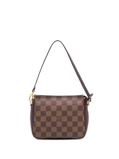 Pre-owned Louis Vuitton 2002 Damier Ebene Trousse Pochette Handbag In Brown