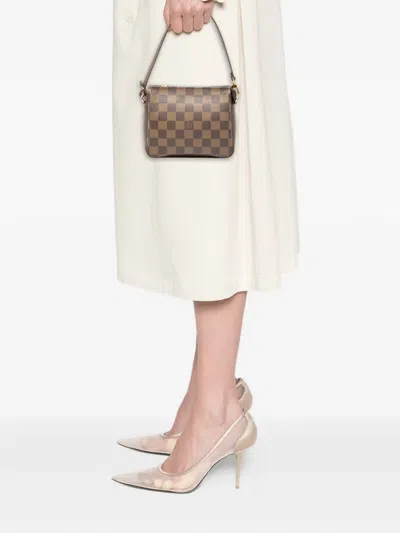 Pre-owned Louis Vuitton 2002 Damier Ebene Trousse Pochette Handbag In Brown