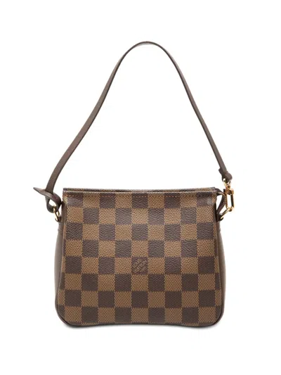 Pre-owned Louis Vuitton 2002 Damier Ebene Trousse Pochette Handbag In Brown