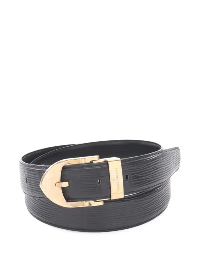 Pre-owned Louis Vuitton 2002 Epi Buckle Belt In Black
