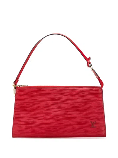 Pre-owned Louis Vuitton 2002 Epi Pochette Accessoires Shoulder Bag In Red