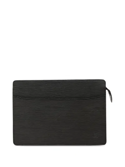 Pre-owned Louis Vuitton 2002 Epi Pochette Homme Clutch Bag In Black