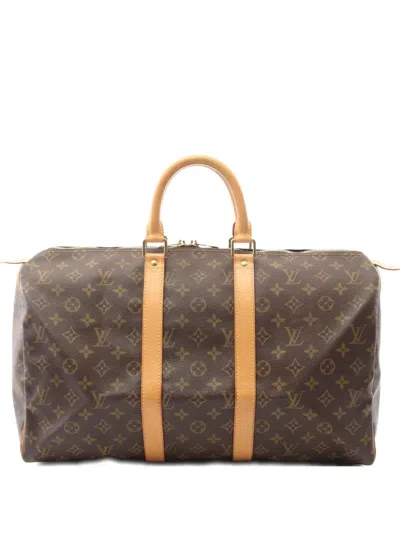 Pre-owned Louis Vuitton 2002 Keepall 45 Monogram Boston Bag In Brown