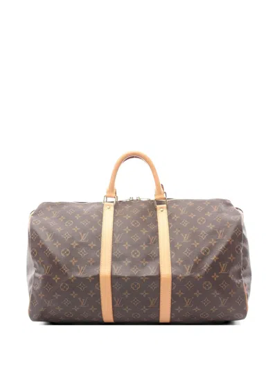 Pre-owned Louis Vuitton 2002 Keepall 50 Monogram Boston Luggage In Brown