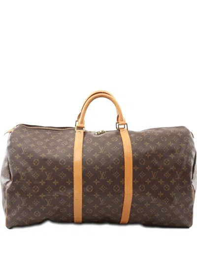 Pre-owned Louis Vuitton 2002 Keepall 60 Monogram Travel Bag In Brown