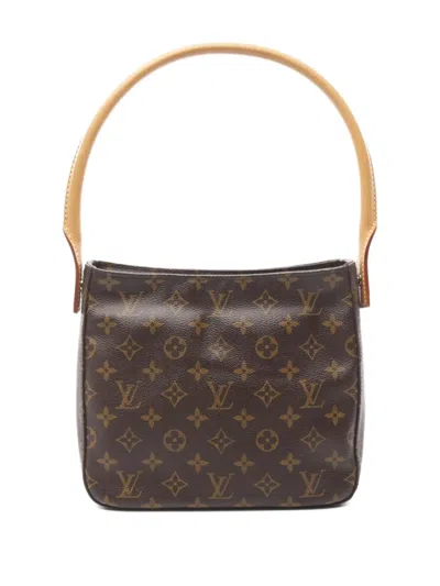 Pre-owned Louis Vuitton 2002 Looping Mm Monogram Shoulder Bag In Brown