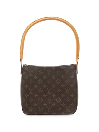 Pre-owned Louis Vuitton 2002 Looping Mm Monogram Shoulder Bag In Brown