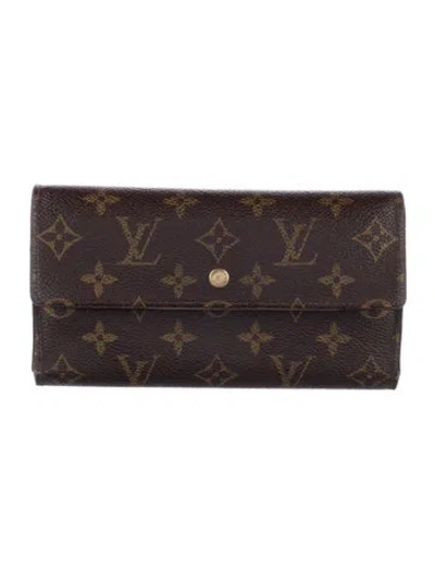 Pre-owned Louis Vuitton 2002 Lv Monogram International Wallet In Brown