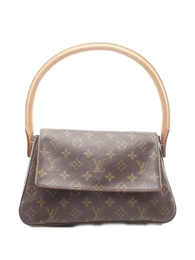 Pre-owned Louis Vuitton 2002 Mini Looping Monogram Tote Bag In Brown