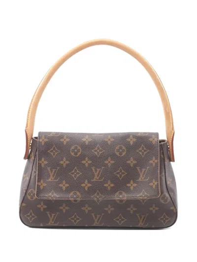 Pre-owned Louis Vuitton 2002 Mini Looping Monogram Tote Bag In Brown