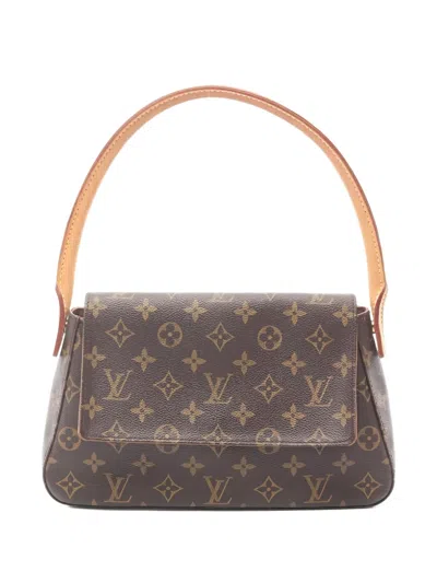 Pre-owned Louis Vuitton 2002 Mini Looping Monogram Tote Bag In Brown