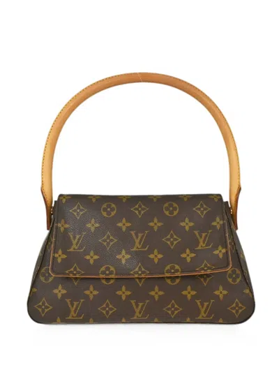 Pre-owned Louis Vuitton 2002 Mini Monogram Looping Top-handle Bag In Brown
