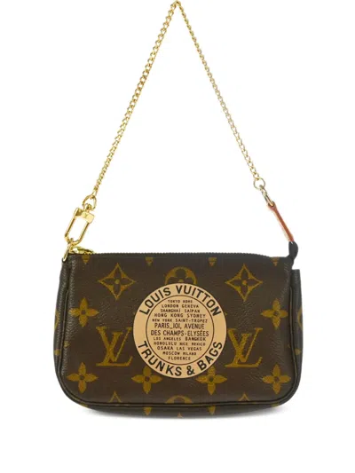 Pre-owned Louis Vuitton 2002 Mini Pochette Accessoires Shoulder Bag In Brown