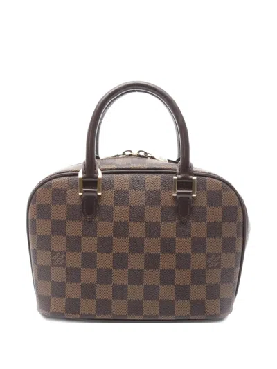 Pre-owned Louis Vuitton 2002 Mini Saria Damier Ebene Tote Bag In Brown
