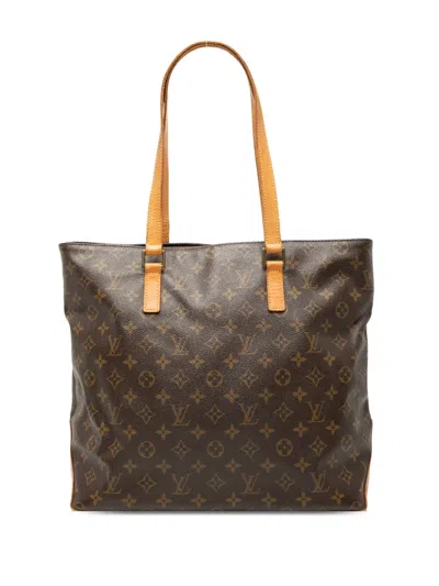 Pre-owned Louis Vuitton 2002 Monogram Cabas Mezzo Tote Bag In Brown