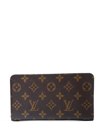 Pre-owned Louis Vuitton 2002 Monogram Canvas Zip Wallet In Brown