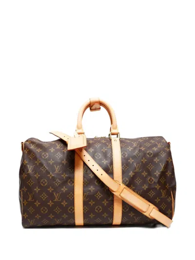 Pre-owned Louis Vuitton 2002 Monogram Keepall 45 Boston Bag In Brown