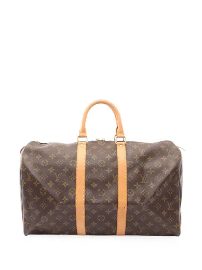 Pre-owned Louis Vuitton 2002 Monogram Keepall 45 Holdall In Brown