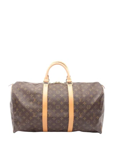 Pre-owned Louis Vuitton 2002 Monogram Keepall 50 Travel Bag In Brown