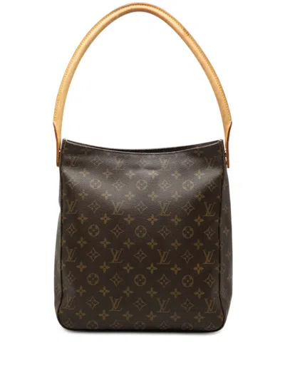 Pre-owned Louis Vuitton 2002 Monogram Looping Gm Shoulder Bag In Brown