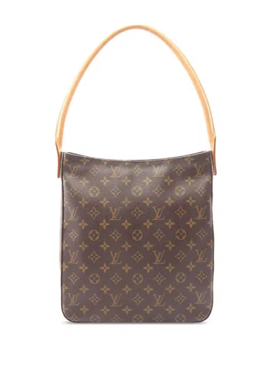Pre-owned Louis Vuitton 2002 Monogram Looping Gm Shoulder Bag In Brown