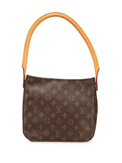 Pre-owned Louis Vuitton 2002 Monogram Looping Mm Shoulder Bag In Brown