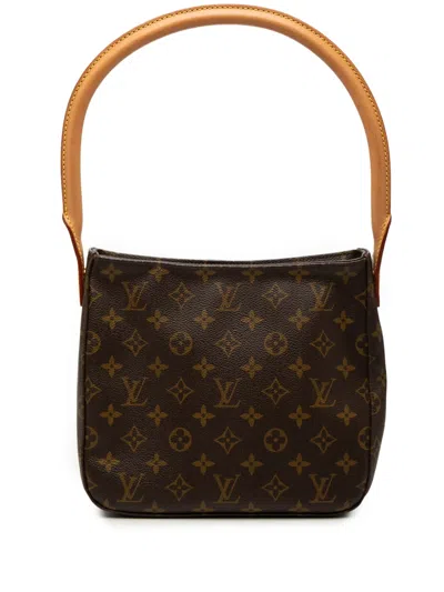 Pre-owned Louis Vuitton 2002 Monogram Looping Mm Shoulder Bag In Brown