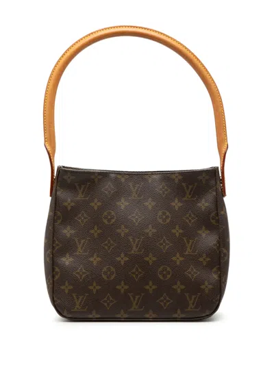 Pre-owned Louis Vuitton 2002 Monogram Looping Mm Shoulder Bag In Brown
