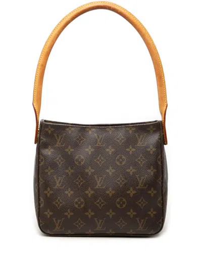 Pre-owned Louis Vuitton 2002 Monogram Looping Mm Shoulder Bag In Brown