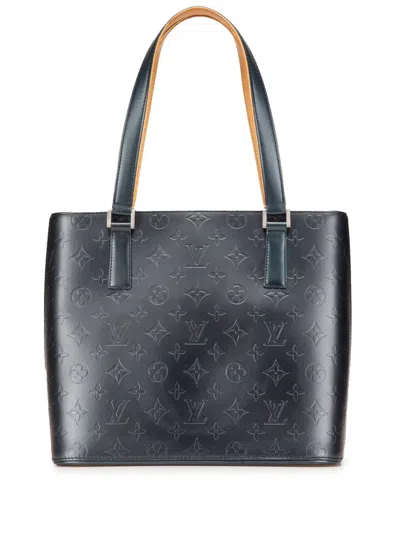 Pre-owned Louis Vuitton 2002 Monogram Mat Stockton Tote Bag In Blue