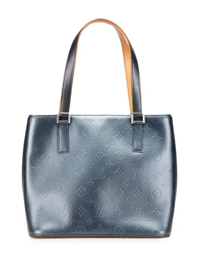 Pre-owned Louis Vuitton 2002 Monogram Mat Stockton Tote Bag In Blue