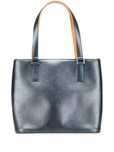 Pre-owned Louis Vuitton 2002 Monogram Mat Stockton Tote Bag In Blue
