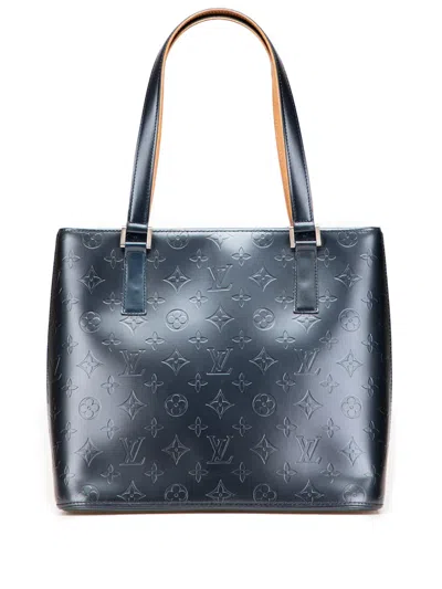 Pre-owned Louis Vuitton 2002 Monogram Mat Stockton Tote Bag In Blue