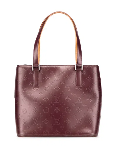 Pre-owned Louis Vuitton 2002 Monogram Mat Stockton Tote Bag In Red