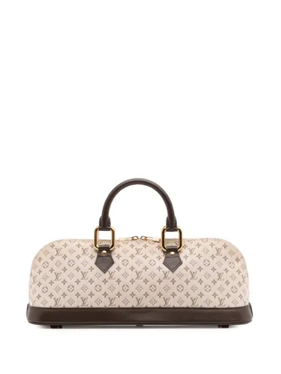 Pre-owned Louis Vuitton 2002 Monogram Mini Lin Alma Horizontal Handbag In Brown