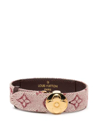 Pre-owned Louis Vuitton 2002 Monogram Mini Lin Wish Bracelet Costume Bracelet In Red