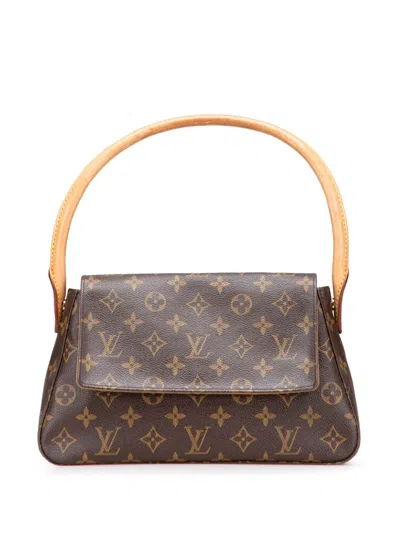 Pre-owned Louis Vuitton 2002 Monogram Mini Looping Shoulder Bag In Brown