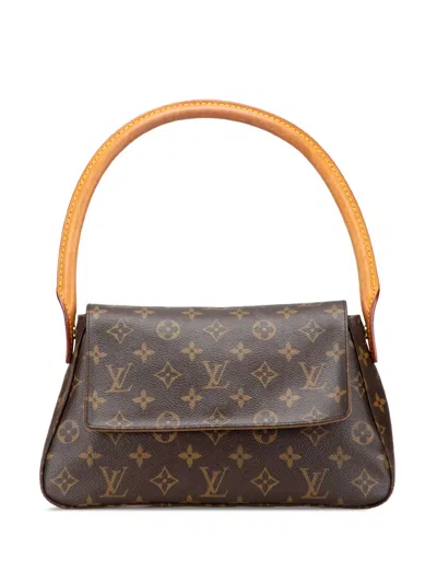 Pre-owned Louis Vuitton 2002 Monogram Mini Looping Shoulder Bag In Brown
