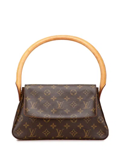 Pre-owned Louis Vuitton 2002 Monogram Mini Looping Shoulder Bag In Brown