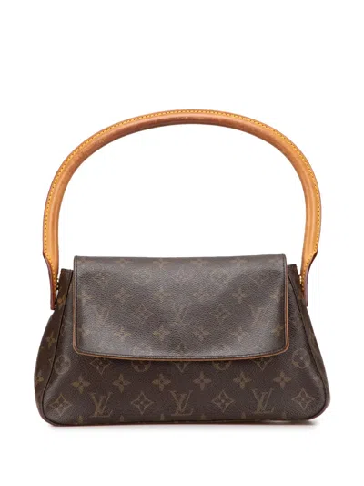 Pre-owned Louis Vuitton 2002 Monogram Mini Looping Shoulder Bag In Brown
