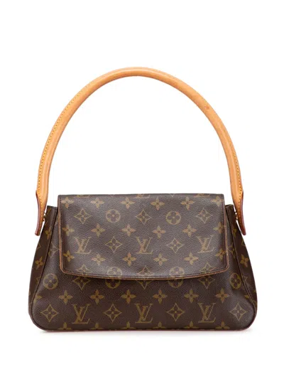 Pre-owned Louis Vuitton 2002 Monogram Mini Looping Shoulder Bag In Brown
