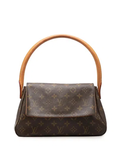 Pre-owned Louis Vuitton 2002 Monogram Mini Looping Shoulder Bag In Brown