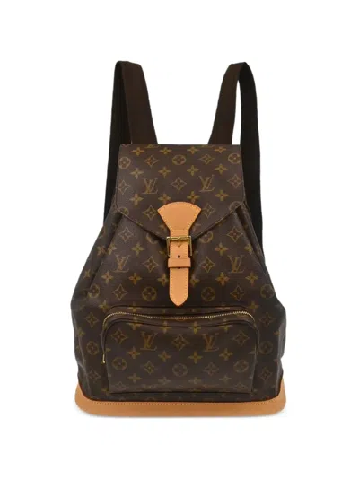 Pre-owned Louis Vuitton 2002 Monogram Montsouris Gm Backpack In Brown