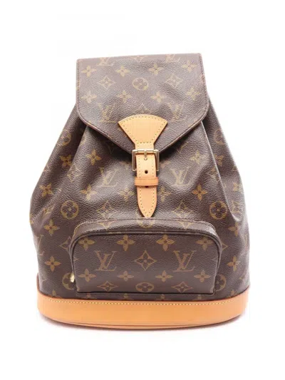 Pre-owned Louis Vuitton 2002 Monogram Montsouris Mm Backpack In Brown