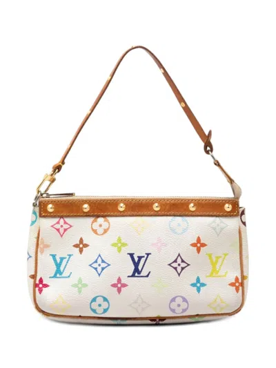 Pre-owned Louis Vuitton 2002 Monogram Multicolore Pochette Accessoires Shoulder Bag In White