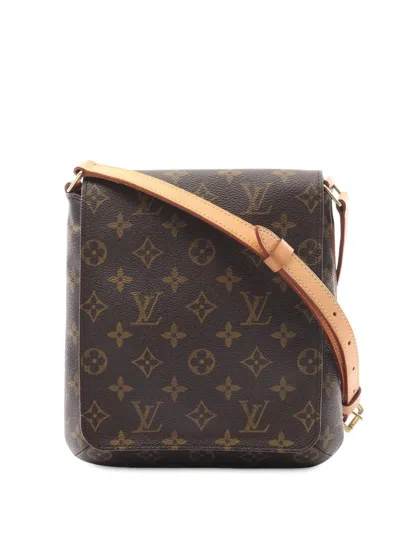 Pre-owned Louis Vuitton 2002 Monogram Musette Salsa Pm Long Strap Crossbody Bag In Brown